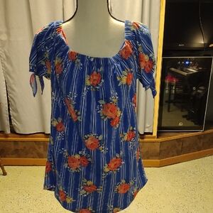 Bobbie Brooks Blue Floral Blouse